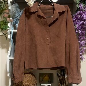 Kasper Chocolate Suede Blouse